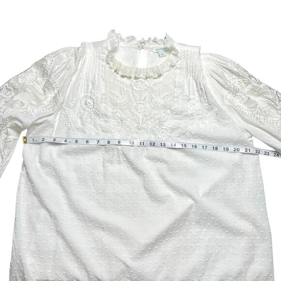 Sundance | Women | Ivory Prairie Farm Ruffled Lace Bib Collar Blouse | Sz Large - Picture 5 of 16